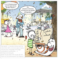 BD'imagier page 11 - Calli, Michipie et Pop sont sur la place de Dicoville, il y a de la musique